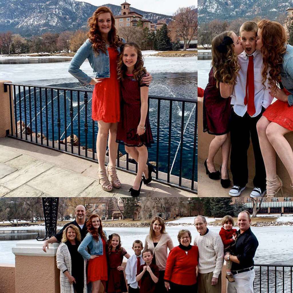 A collage of a family at the Broadmoor in Colorado Springs