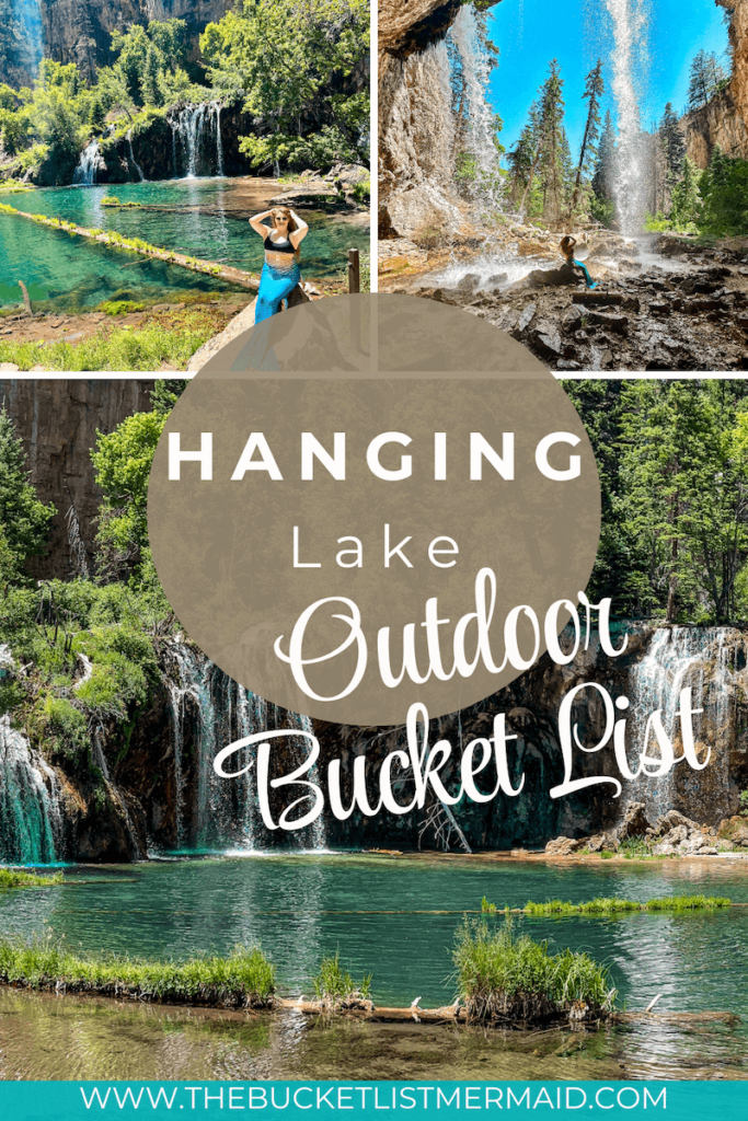Pinterest Pin: hanging lake, outdoor bucket list. Pictures of a mermaid at hanging lake in Colorado