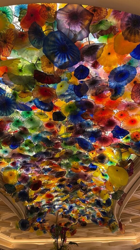 glass-blown flowers at the entrance of the Bellagio in Las Vegas
