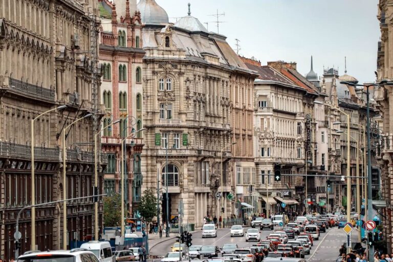 Street scene of Budapest from the river for your Budapest Bucket List