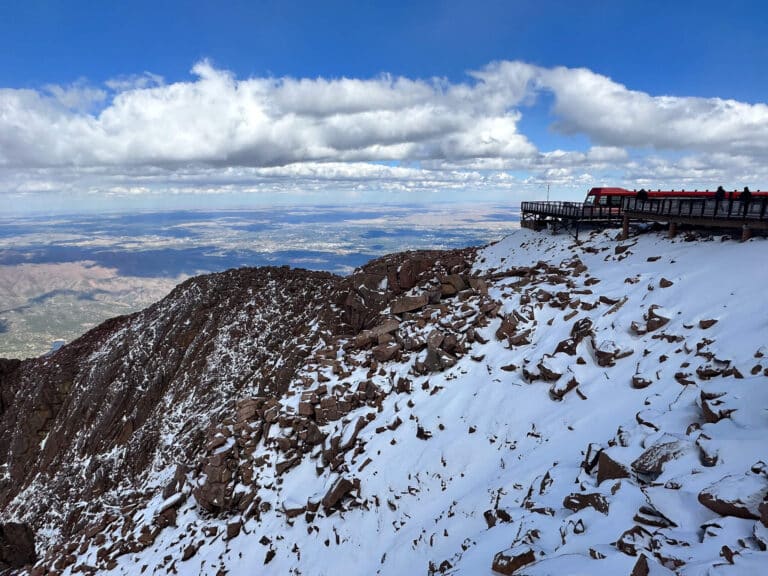 View of the Cograil at the top of Pikes Peak at the end of the Highway