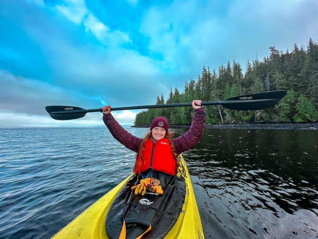 Red-haired kayaker in Ketchikan, Alaska