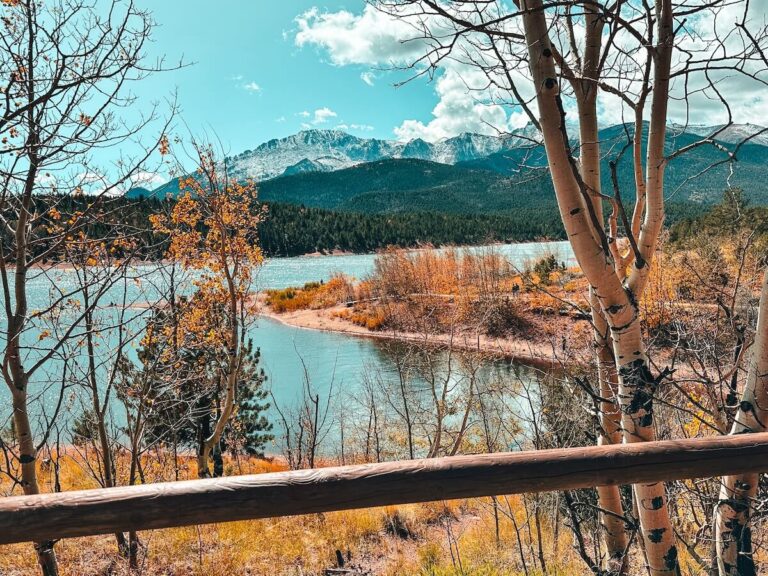 Crystal Reservoir with mountain backdrop during early October in Colorado