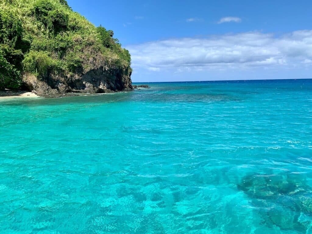 Blue water and island in Fiji