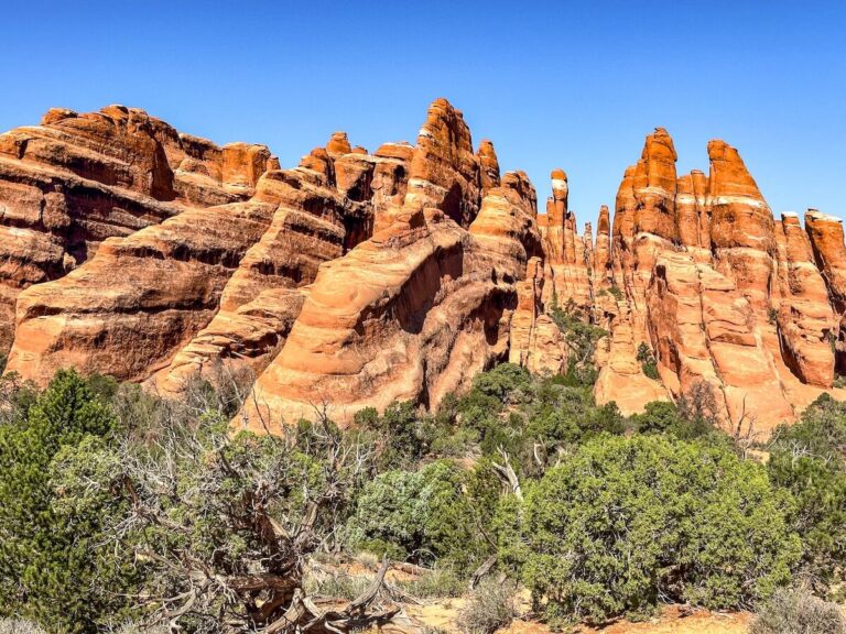 Sandstone fins of Devils Garden in Arches National Park, Utah