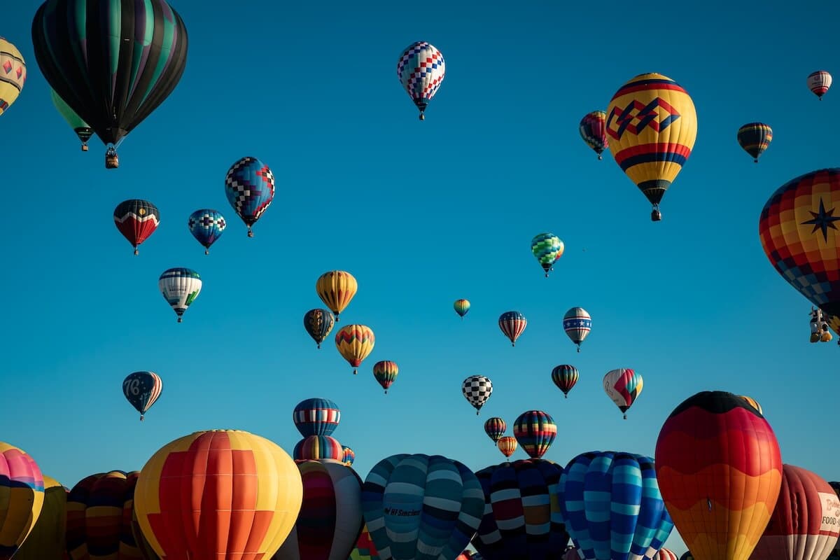 A mass of balloons at the Albuquerque Balloon fiesta