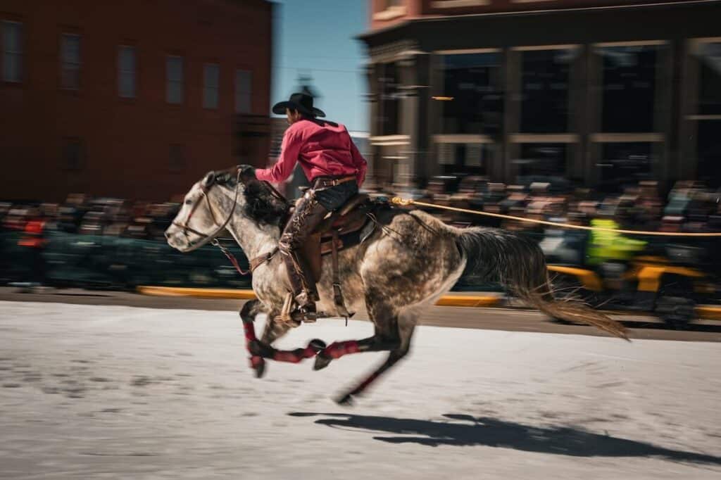 An aesthetic blurry picture of a horse in Leadville, Colorado